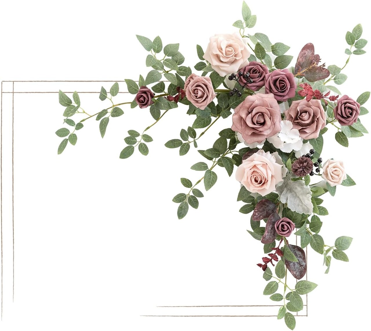 Wedding Artificial Welcome Sign Flowers Swag Arch Floral Garland (NOT INCLUDE SIGN)